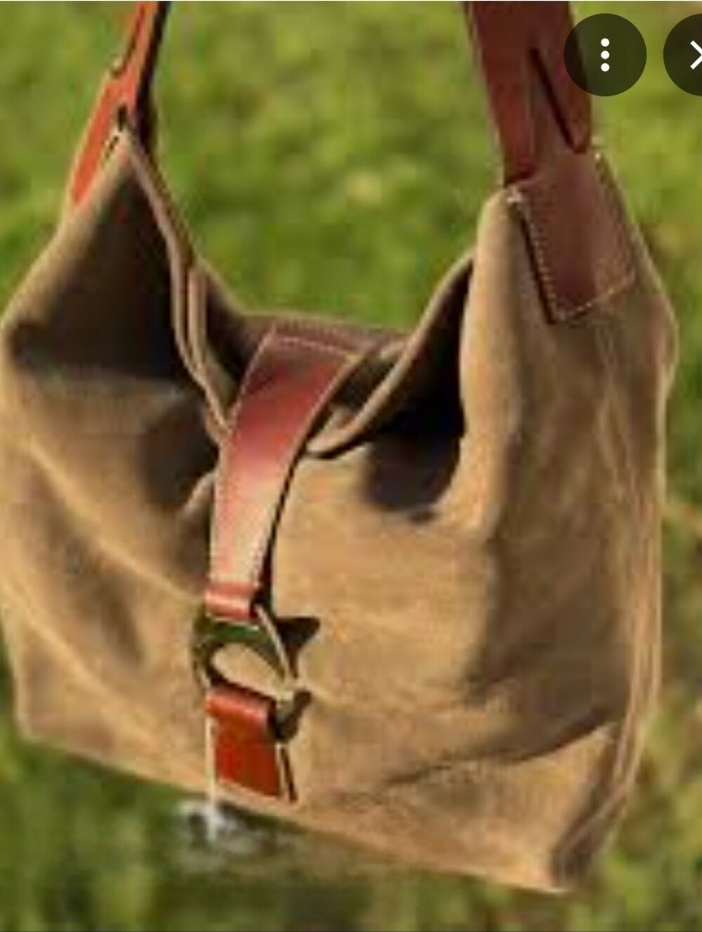 Moss Dooney & Bourke Suede Logo Lock Shoulder Bag - Moss Green Olive Vintage